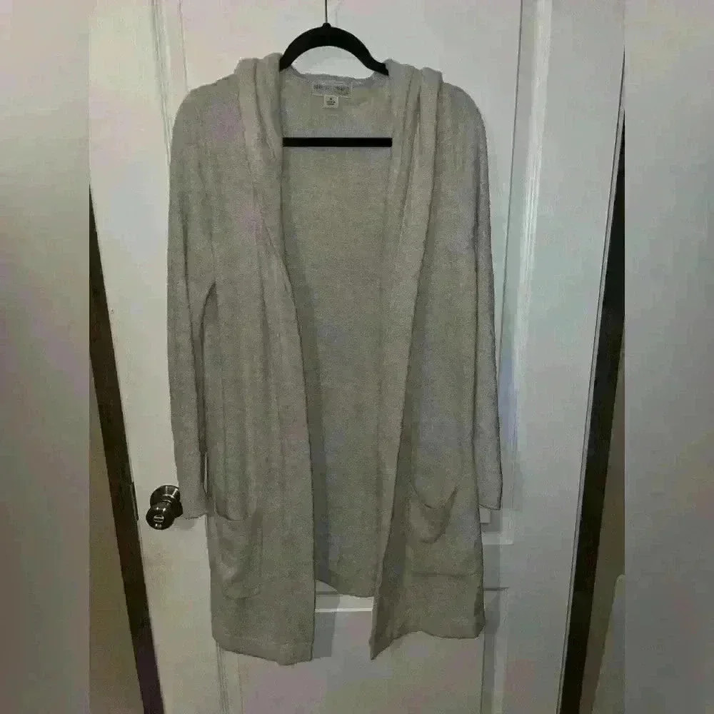 Barefoot Dreams “cozy chic” hooded long cardigan beige size medium